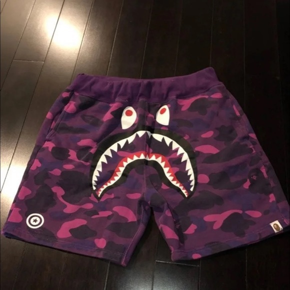 purple bape shorts